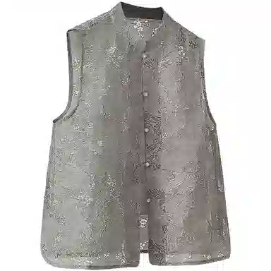 她池 轻薄透气新中式镂空马甲 女款