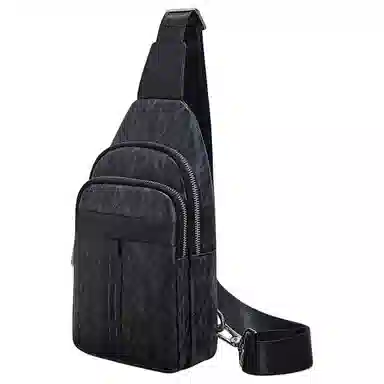 老人头 潮流休闲多功能通勤百搭轻便出行 合成革 胸包 男款 黑色