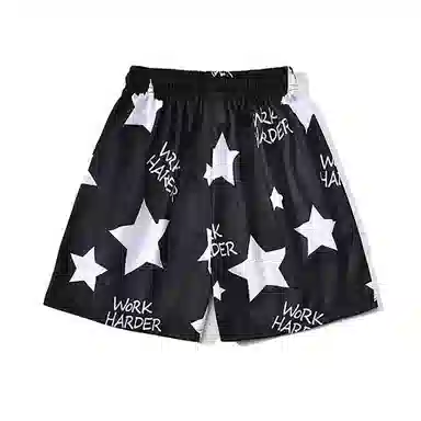 美式高街潮牌速干透气星星字母满印运动三分四分裤设计感小众百搭篮球裤 男女同款