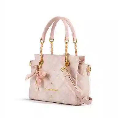 CAEISL&KCIEL Quilted Chain Tote Bag Pink