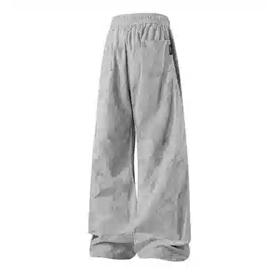 顶峰保罗 扎染速干高街阔腿无性别主义长裤宽松松紧腰透气褶皱百搭弹力潮牌休闲裤 男女同款