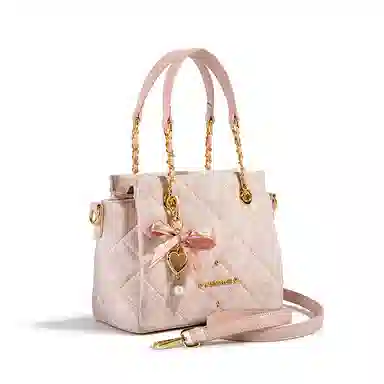 CAEISL&KCIEL Quilted Chain Tote Bag Pink