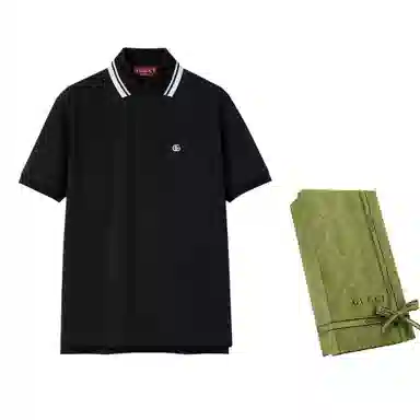 GUCCI Striped Polo Shirt Black