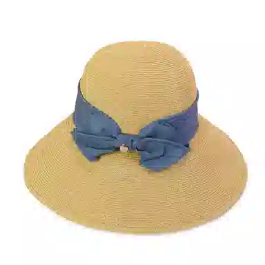 红豆 草帽夏季遮阳沙滩帽防紫外线大檐透气编织草帽渔夫帽 聚酯纤维 防晒帽 女款