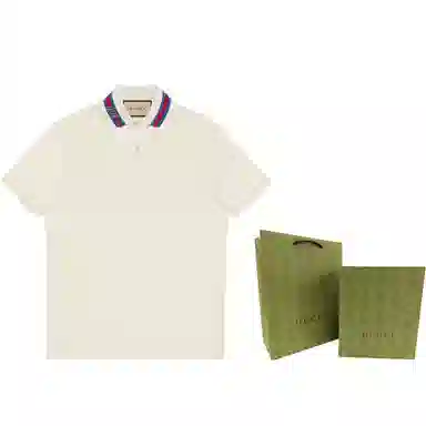 GUCCI Decorated Square Gg Pearl Cotton Polo Shirt T