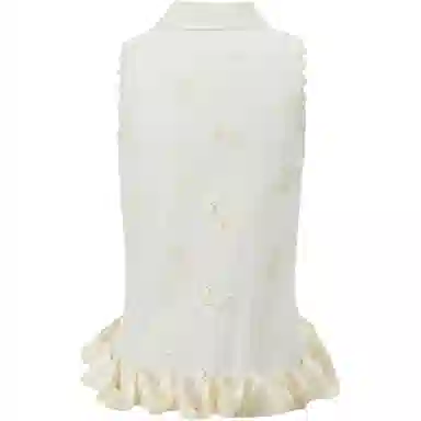 谜秀 蕾丝翻领镂空无袖短袖法式衬衫 女款