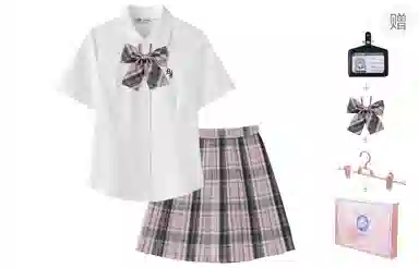 东鲸岁时记 学院风简约设计修身收腰显瘦短袖刺绣衬衫百褶裙裙装套装 女款