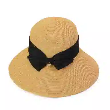 红豆 草帽夏季遮阳沙滩帽防紫外线大檐透气编织草帽渔夫帽 聚酯纤维 防晒帽 女款