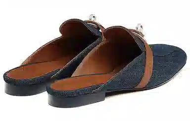 Hermes Mule Flat Denim Blue