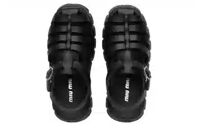 Miu Miu Metallic Buckle Platform Sandals Black