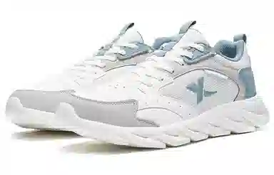 特步 柔软舒适 减震防滑耐磨 低帮 跑步鞋 男款 白灰蓝