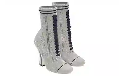 Fendi Knit Fashion Ankle Boots Grey