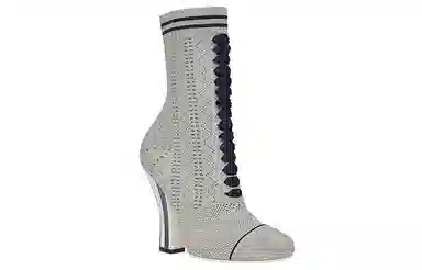 Fendi Knit Fashion Ankle Boots Grey