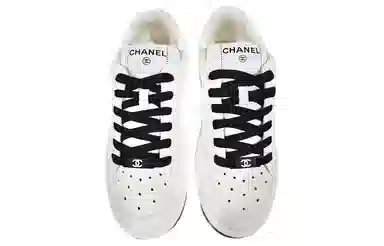 CHANEL Leather Suede Sneakers White