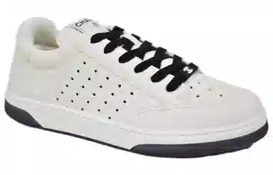 CHANEL Leather Suede Sneakers White
