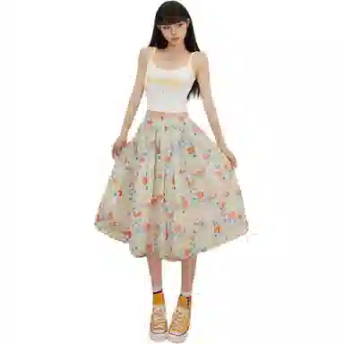 淑好百 碎花小清新宽松高腰时尚休闲长裙 女款