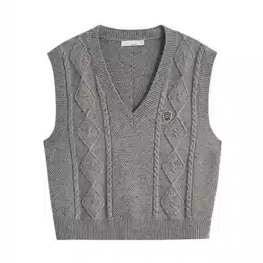 茵曼 绞花彩点复古无袖背心针织衫 女款