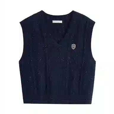 茵曼 绞花彩点复古无袖背心针织衫 女款