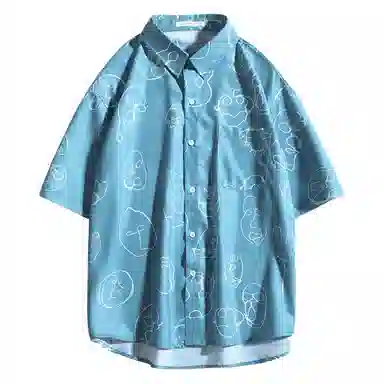 乱步 清凉夏季沙滩趣味美式个性小众时尚潮牌青少年学生短袖衬衫 男女同款