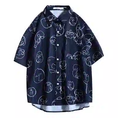 乱步 清凉夏季沙滩趣味美式个性小众时尚潮牌青少年学生短袖衬衫 男女同款