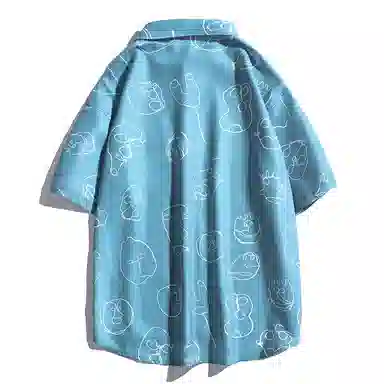 乱步 清凉夏季沙滩趣味美式个性小众时尚潮牌青少年学生短袖衬衫 男女同款