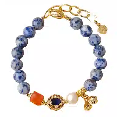 【玉润珠圆丨富贵逼人】 玄唐 椭圆莲蓬淡水珍珠新中式个性轻奢高级感手饰 礼盒装#好运 蓝纹石 手串 男女同款情侣款