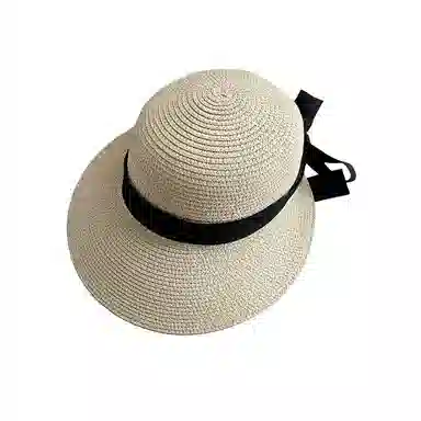 艾佳微 法式优雅蝴蝶结 时尚百搭 拉菲草 渔夫帽 男女同款情侣款