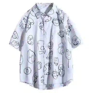 乱步 清凉夏季沙滩趣味美式个性小众时尚潮牌青少年学生短袖衬衫 男女同款