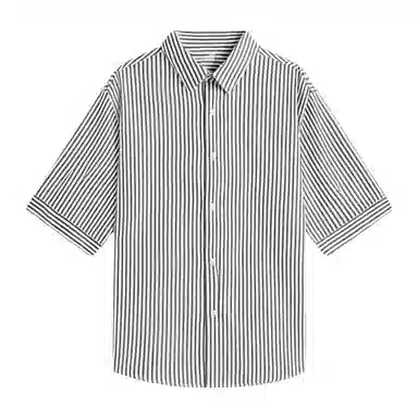 古鲨 潮流条纹百搭五分袖衬衫 男款