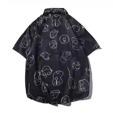 乱步 清凉夏季沙滩趣味美式个性小众时尚潮牌青少年学生短袖衬衫 男女同款