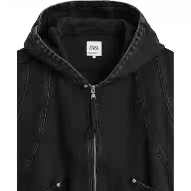 ZARA Denim Hoodie Black