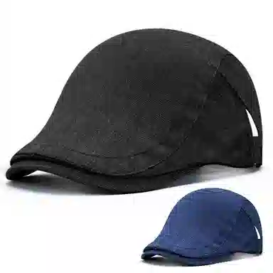 云诚雅漫 四季牛仔英伦复古光板前进帽文艺青年可调节 棉 贝雷帽 男女同款情侣款