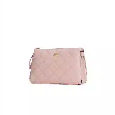 都宝路 百搭小香风菱格日常通勤气质质感精致小方包 合成革 单肩斜挎包 中号 女款 焦糖/红色/粉红