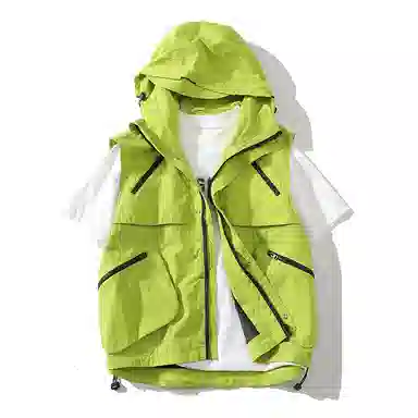 【dme】 日系机能多口袋连帽户外工装透气宽松百搭外套背心 男女同款