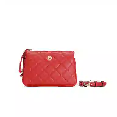 都宝路 百搭小香风菱格日常通勤气质质感精致小方包 合成革 单肩斜挎包 中号 女款 焦糖/红色/粉红