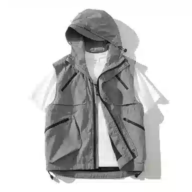 【dme】 日系机能多口袋连帽户外工装透气宽松百搭外套背心 男女同款