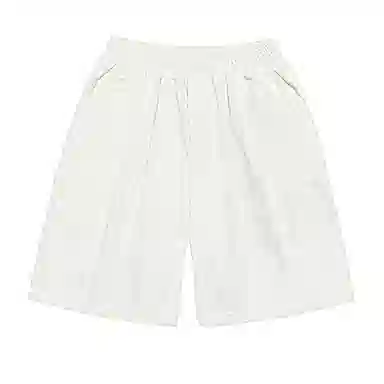 【dme】 日系复古纯色基础款宽松百搭直筒松紧腰阔腿裤休闲短裤 男女同款