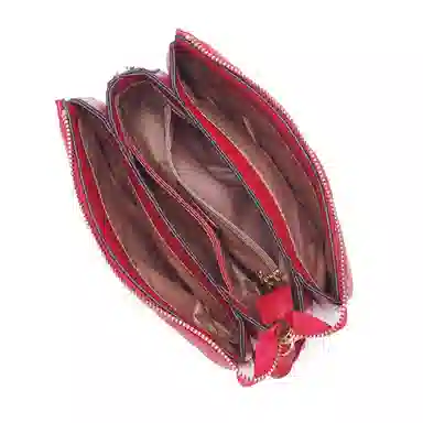 都宝路 百搭小香风菱格日常通勤气质质感精致小方包 合成革 单肩斜挎包 中号 女款 焦糖/红色/粉红