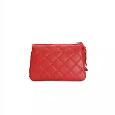 都宝路 百搭小香风菱格日常通勤气质质感精致小方包 合成革 单肩斜挎包 中号 女款 焦糖/红色/粉红