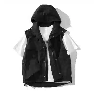 【dme】 日系机能多口袋连帽户外工装透气宽松百搭外套背心 男女同款