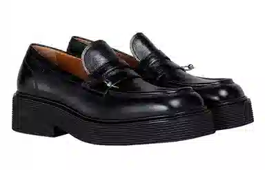 MARNI Leather Platform Loafers Black