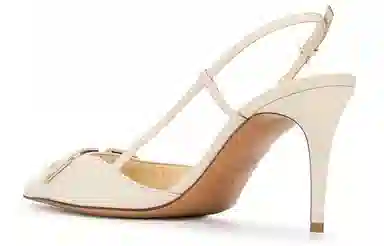 Valentino Vlogo Back Tie Heels White