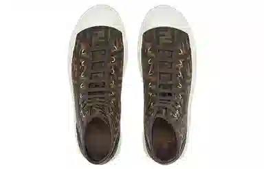 Fendi Domino Canvas High-Top Sneakers Brown