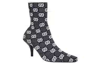 Gucci GG Knit Ankle Boots Black White
