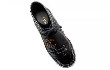 CHANEL Leather Lace-up Ankle Boots Black