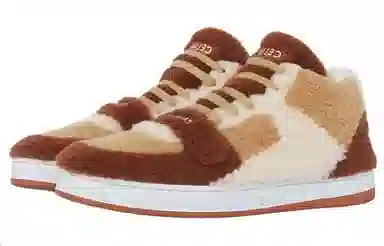 CELINE Mid-Top Sneakers Red Brown
