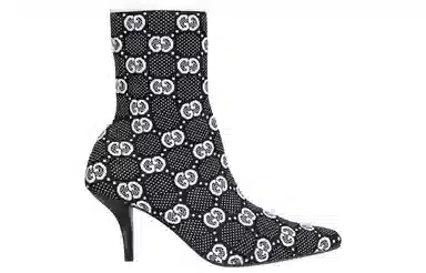 Gucci GG Knit Ankle Boots Black White