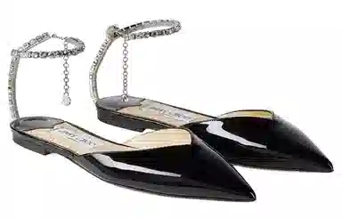 Jimmy Choo Crystal Patent Flats Black