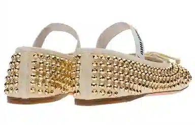 Miu Miu Crystal Satin Flats Yellow