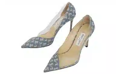 Jimmy Choo Cass Denim Pointed Toe Pumps Blue